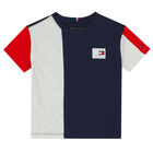 Boys Navy & Grey Logo T-Shirt, 1, hi-res