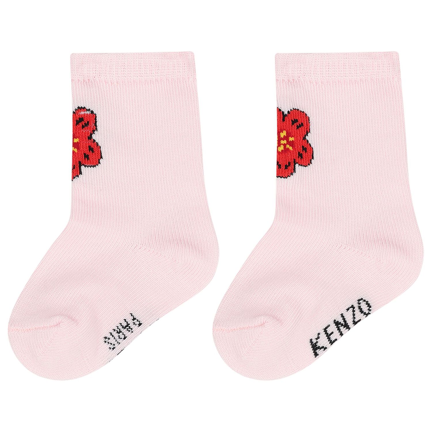 Baby Girls Pink & Ivory Flower Socks ( 2 Pack ), 1, hi-res