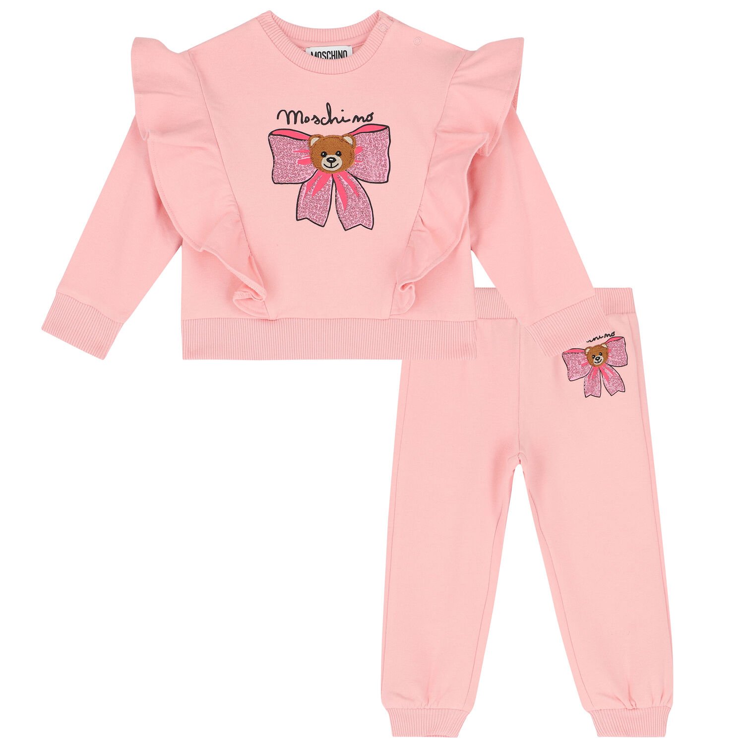 Younger Girls Pink Logo Ruffle Tracksuit, 1, hi-res