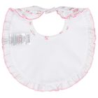 Baby Girls White & Pink Roses & Blooms Bib, 1, hi-res