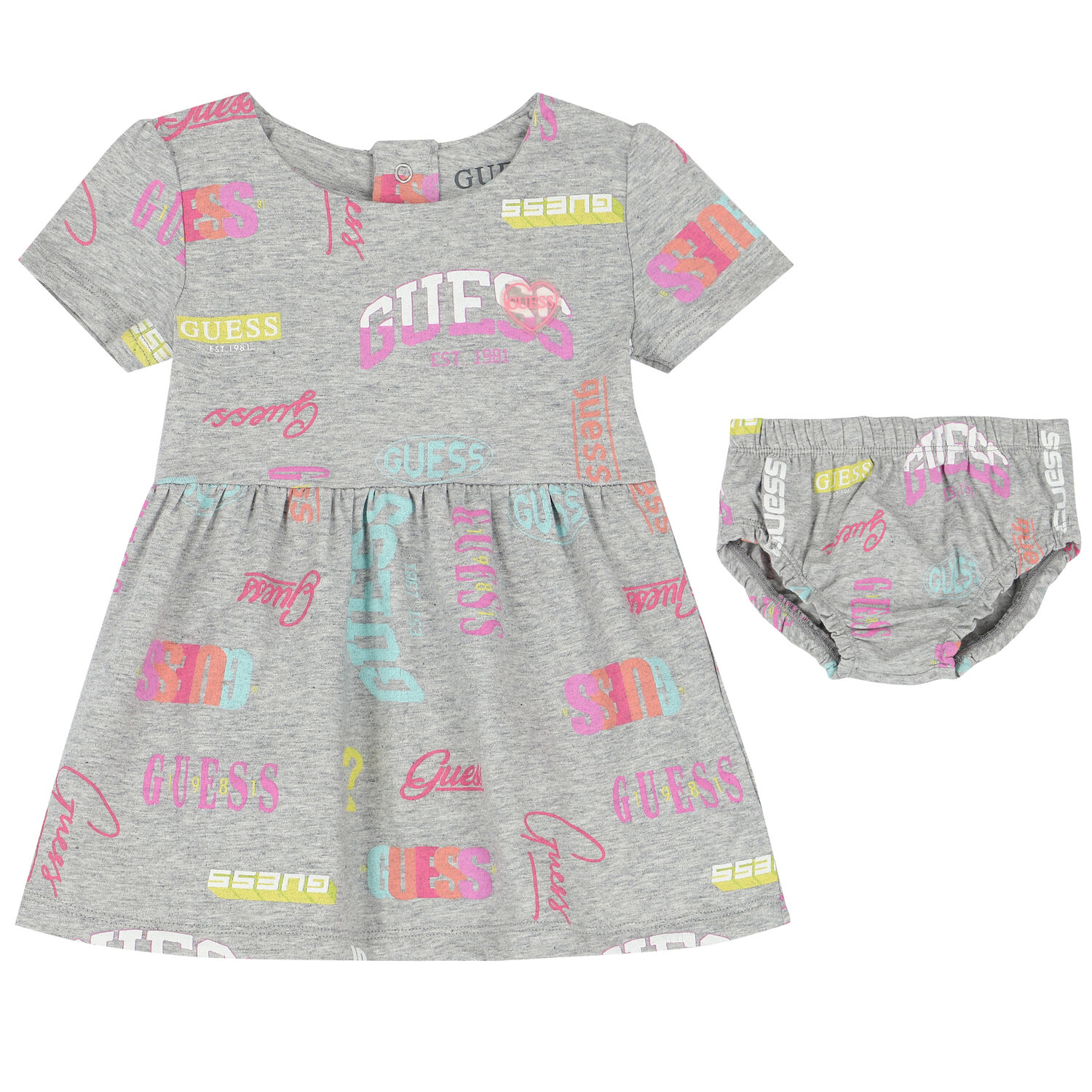 Baby Girls Grey Logo Dress Set, 1, hi-res
