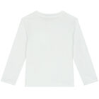 Boys White Logo Long Sleeve Top, 1, hi-res