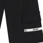 Boys Black Logo Tape Shorts, 2, hi-res