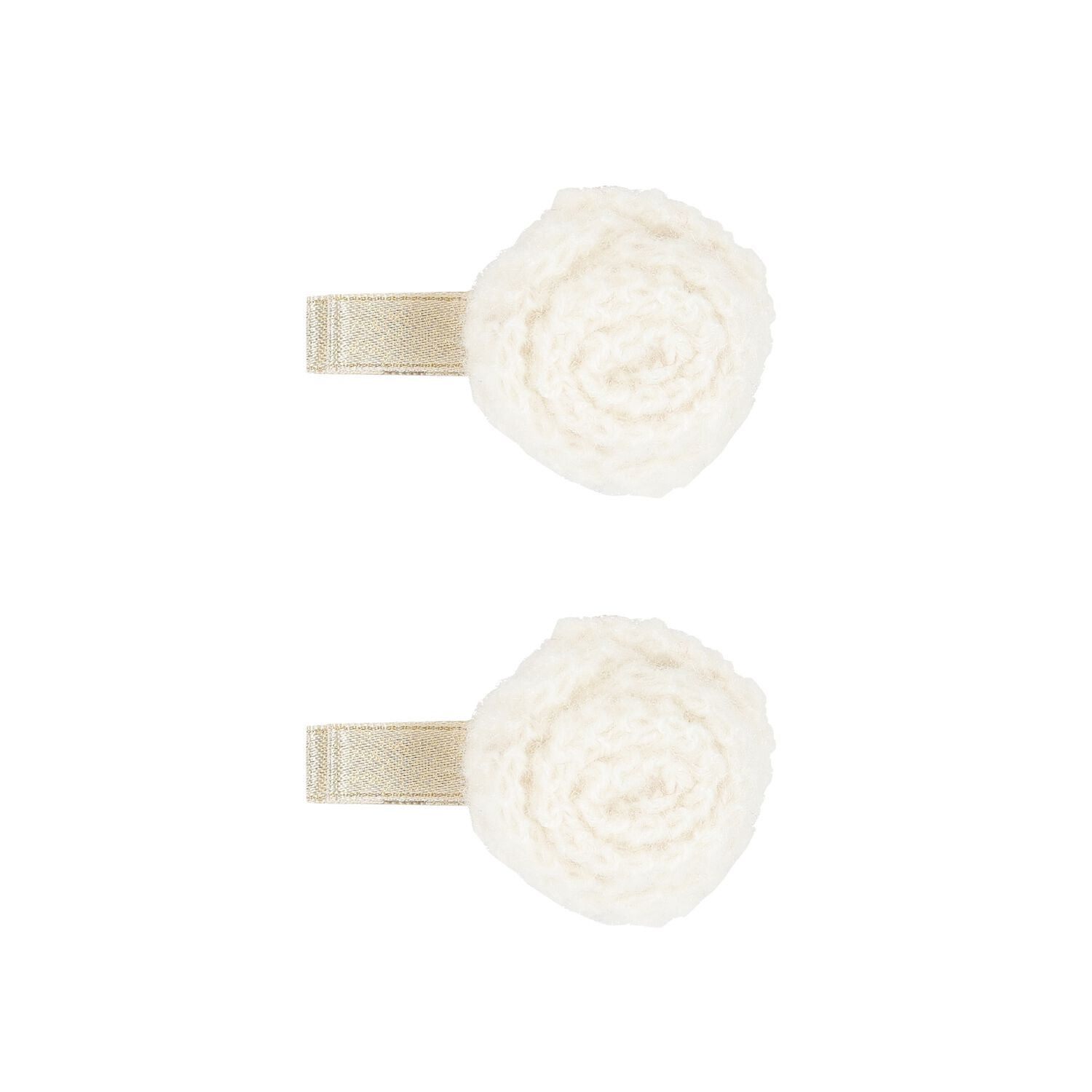 Girls Ivory & Gold Hairclips ( 2-Pack ), 1, hi-res