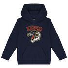 Boys Navy Blue Hooded Top, 1, hi-res