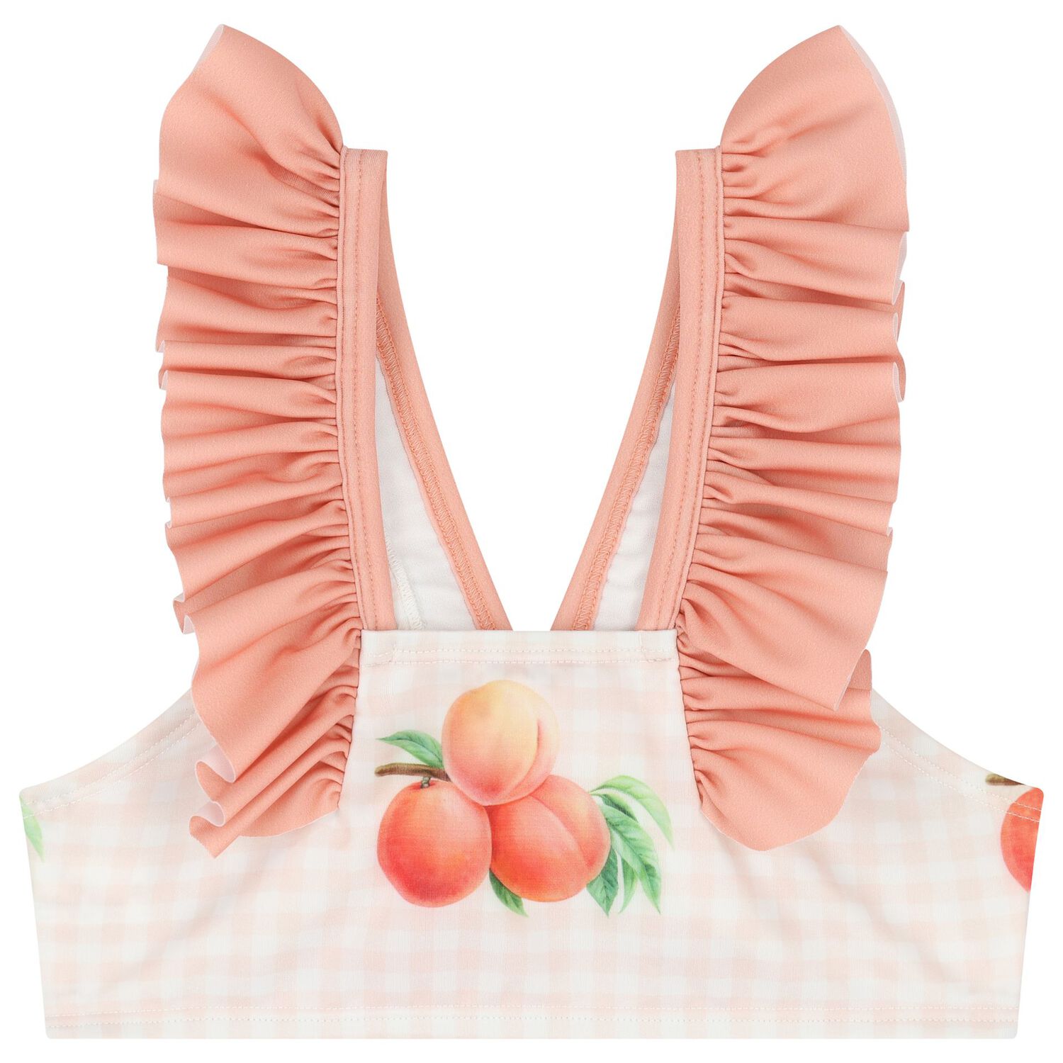 Girls Coral & White Peaches Bikini, 2, hi-res image number null