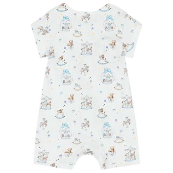 Baby Boys White & Blue Carousel Romper