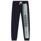 Boys Navy Blue Logo Joggers, 1, hi-res