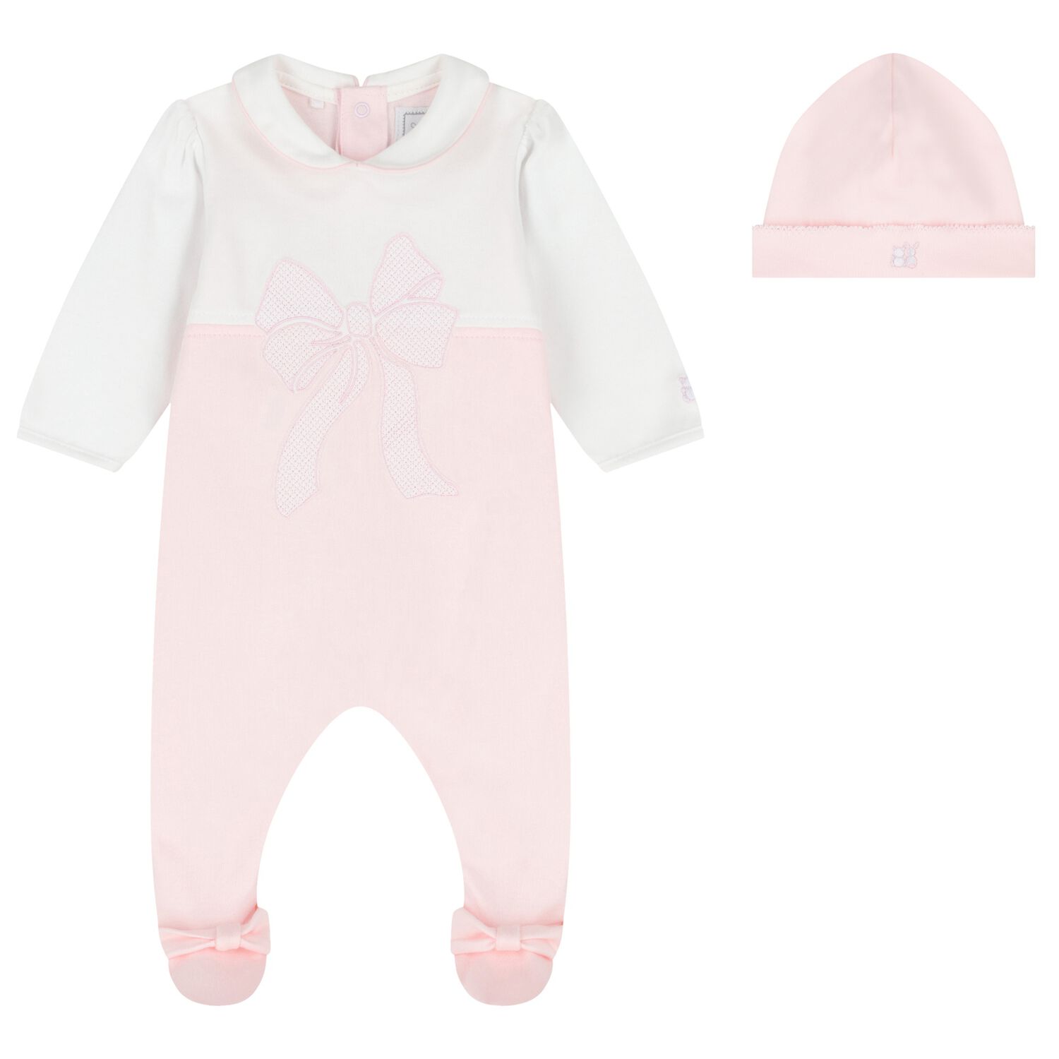 Baby Girls Pink & White Babygrow Set, 1, hi-res