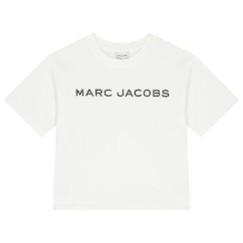 Girls White Logo Rhinestones T-Shirt