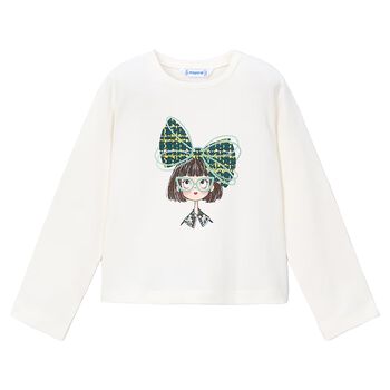Girls Ivory Long Sleeve Top