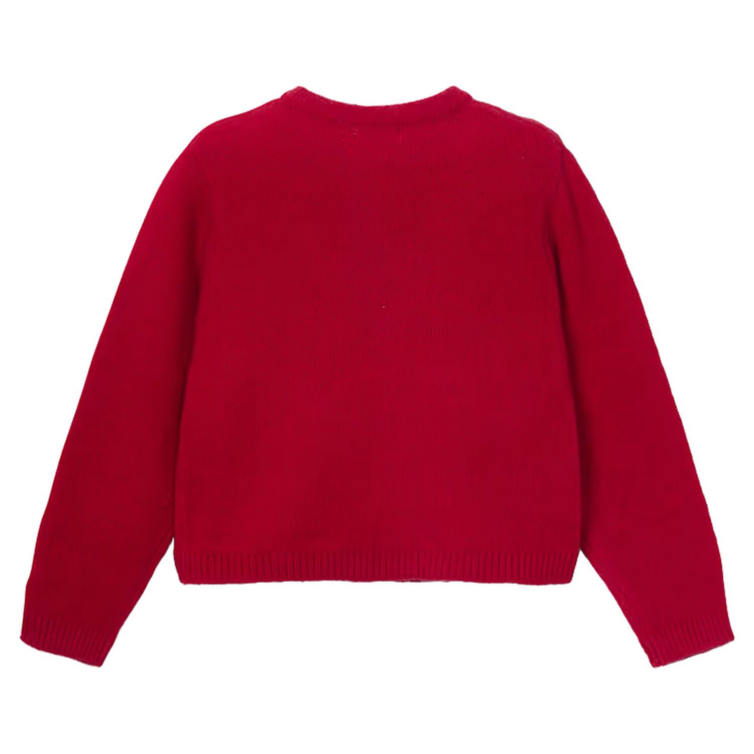 Girls Red Bow Knitted Cardigan, 5, hi-res