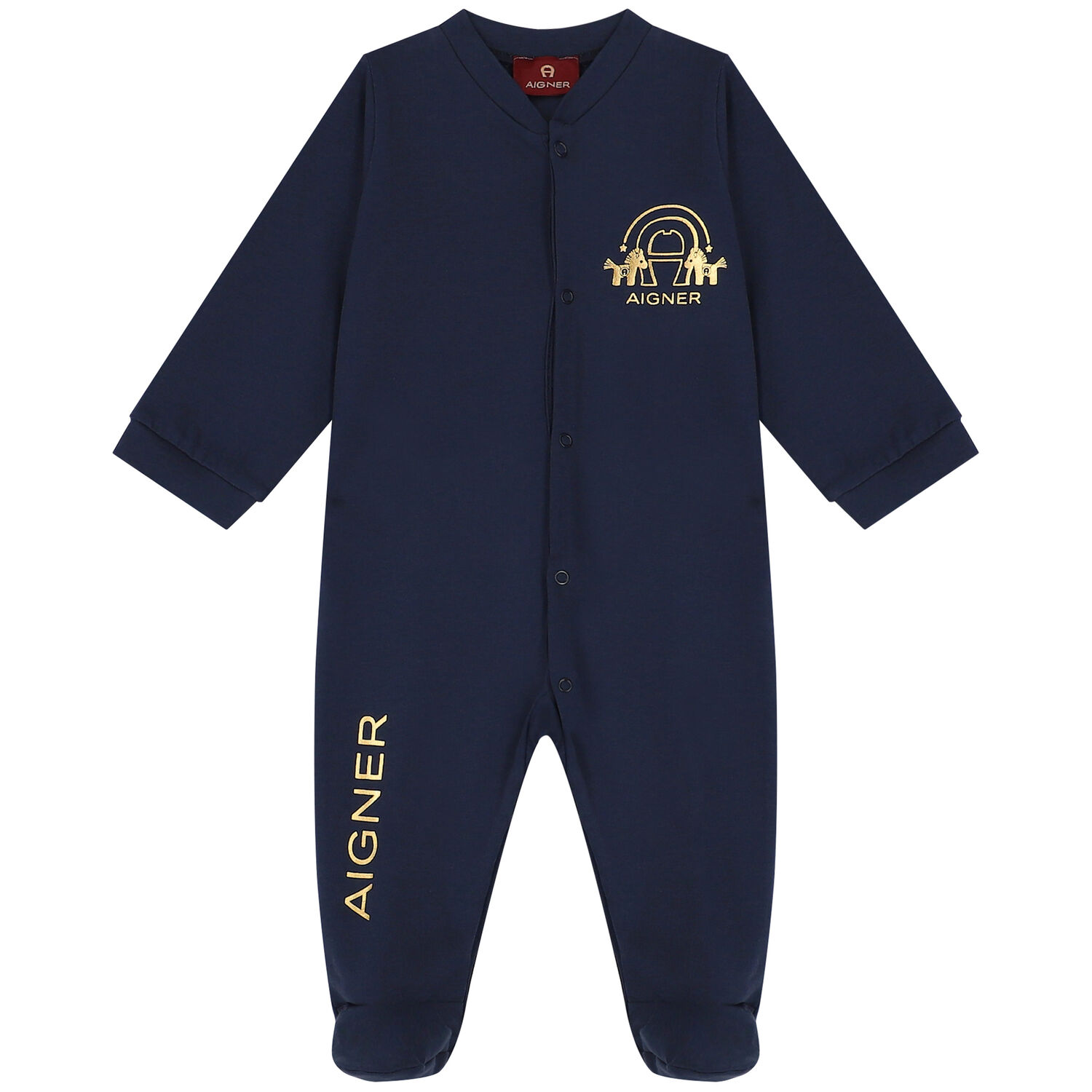Navy & Gold Logo Babygrow, 2, hi-res