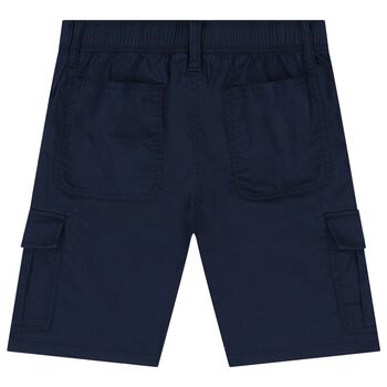 Boys Navy Blue Logo Shorts
