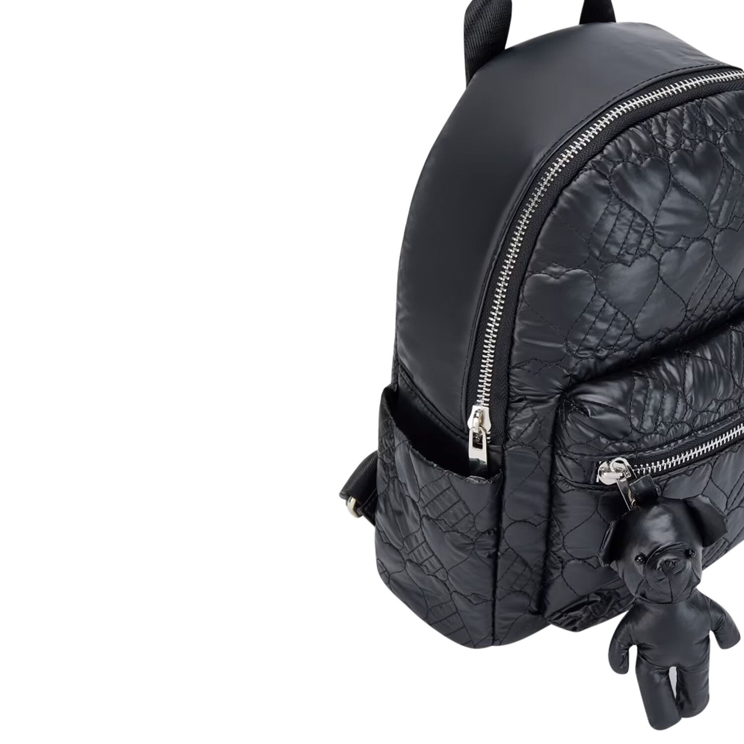 Girls Black Quilted Backpack, 3, hi-res