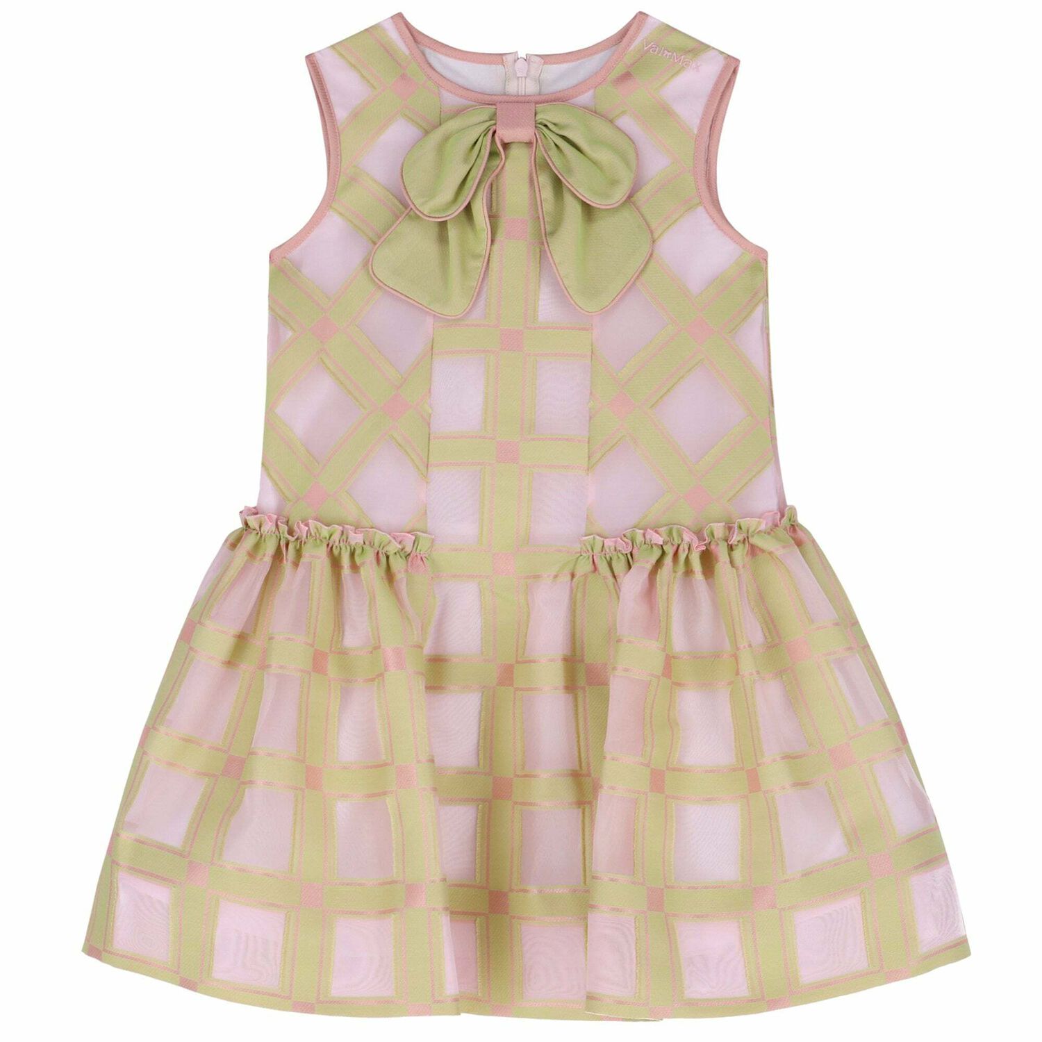 Girls Green & Pink Sleeveless Dress, 1, hi-res image number null
