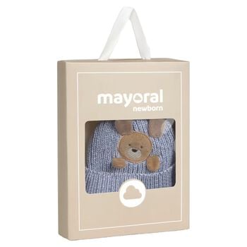 Baby Boys Blue Puppy Knitted Hat & Socks Set