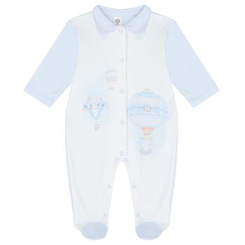 Baby Boys Blue & White Hot Air Balloon Babygrow