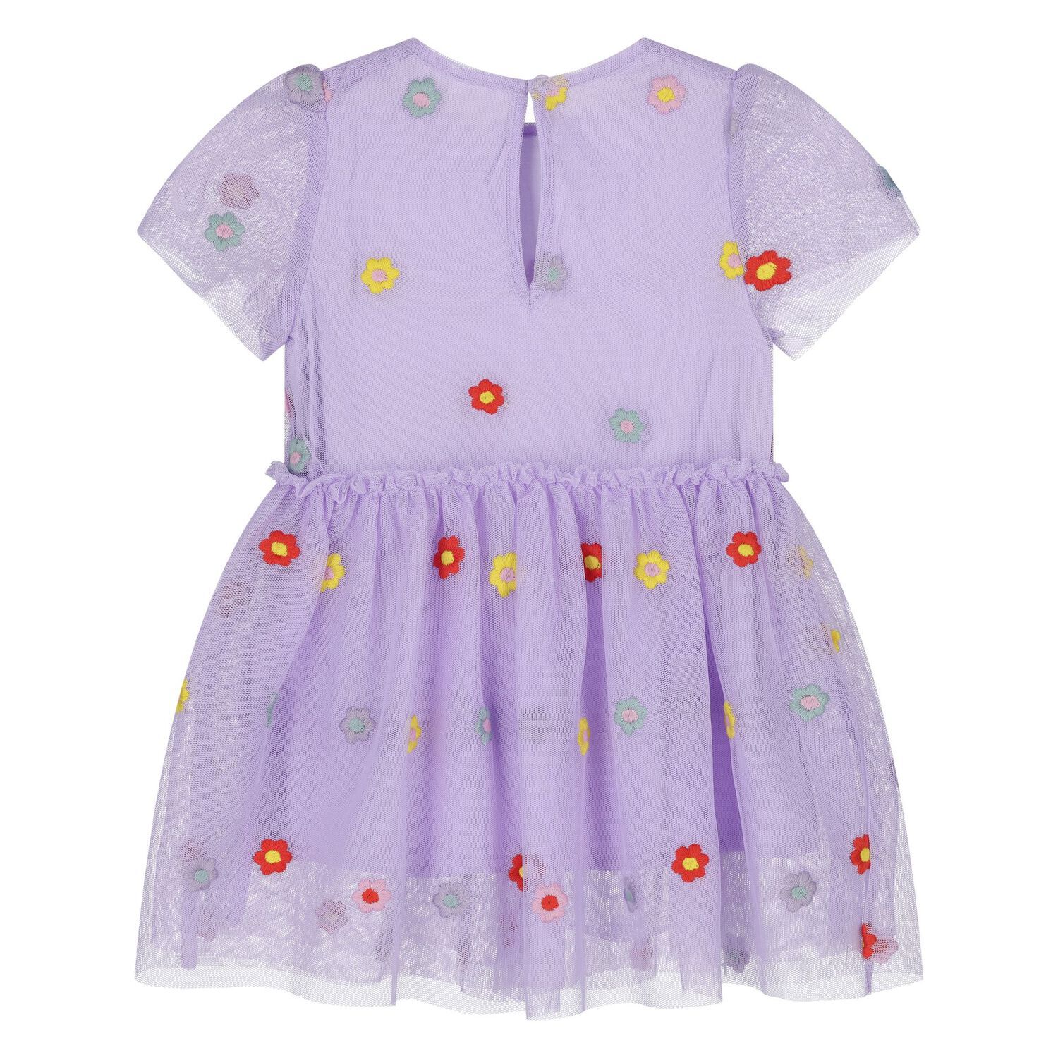 Younger Girls Purple Flower Dress, 1, hi-res