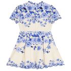 Girls Ivory & Blue Floral Dress, 1, hi-res