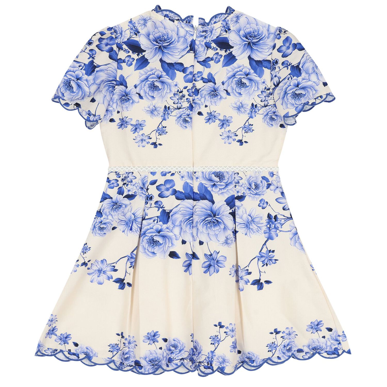 Girls Ivory & Blue Floral Dress, 1, hi-res