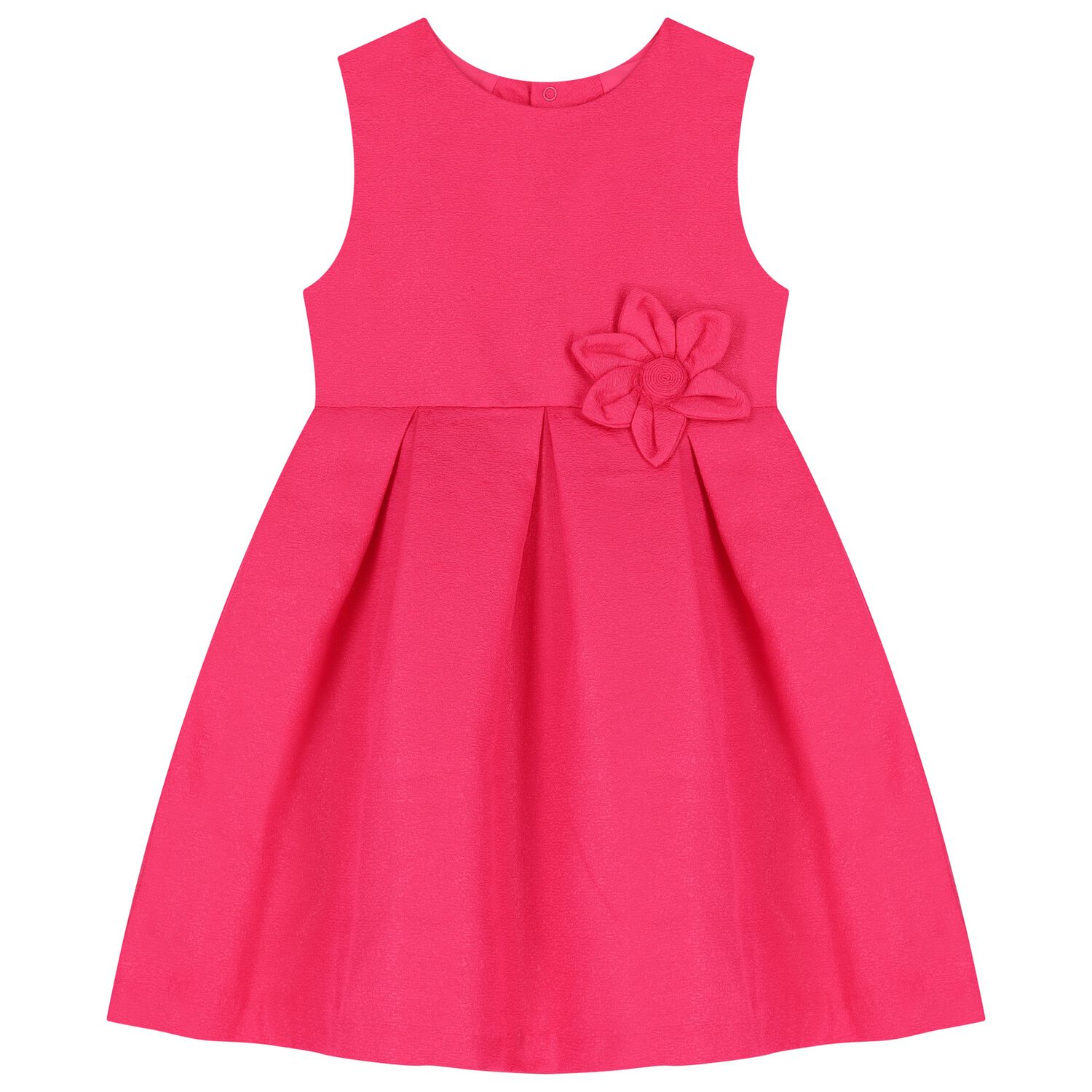 Girls Pink Satin Flower Dress, 1, hi-res