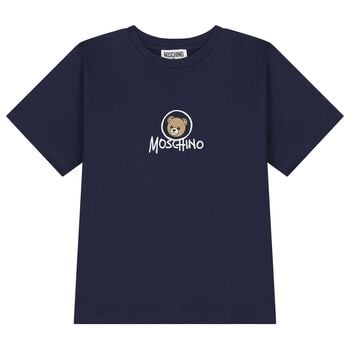 Navy Blue Teddy Bear Logo Long Sleeve Top