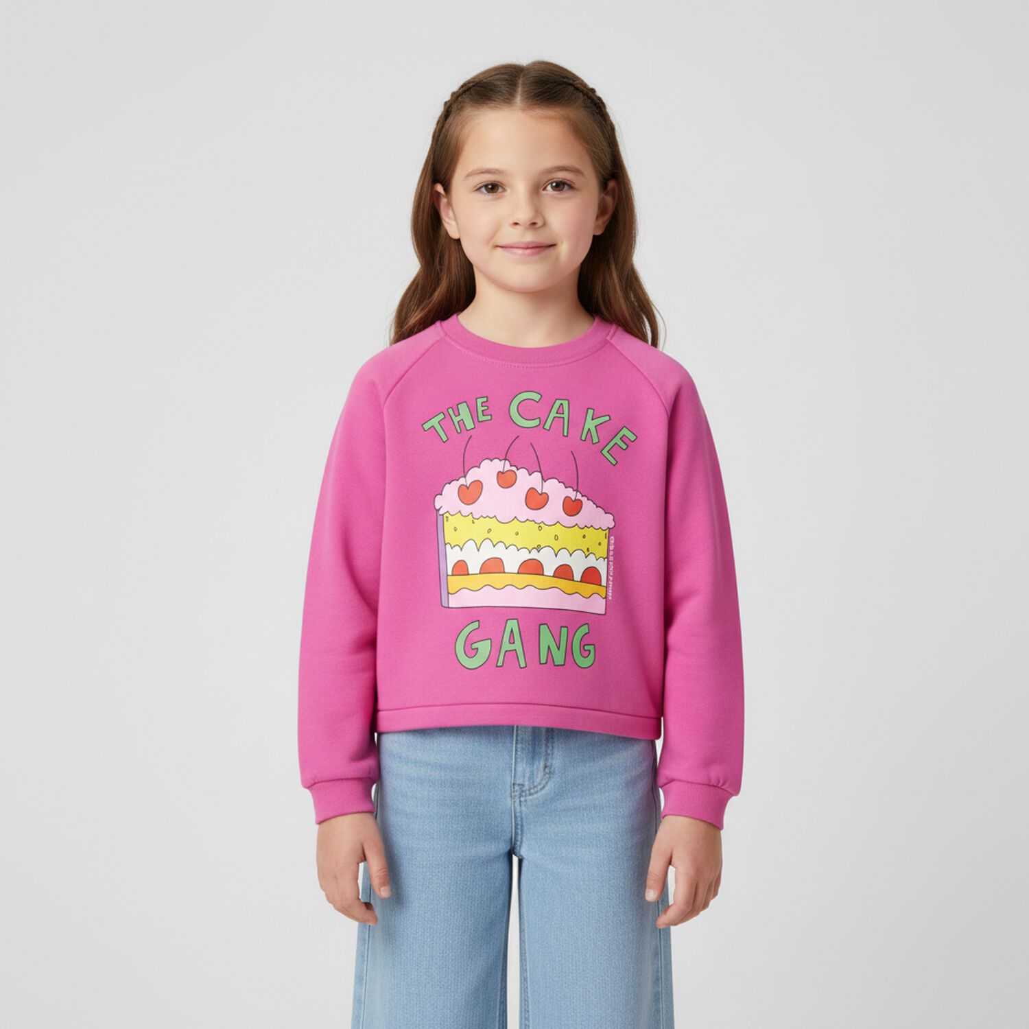 Girls Pink Cake Sweatshirt, 1, hi-res