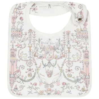 Baby Girls Ivory & Pink Toile de Jouy Bib