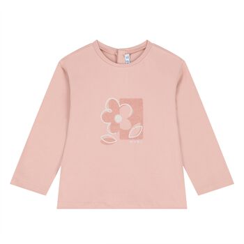 Younger Girls Pink Flower Long Sleeve Top