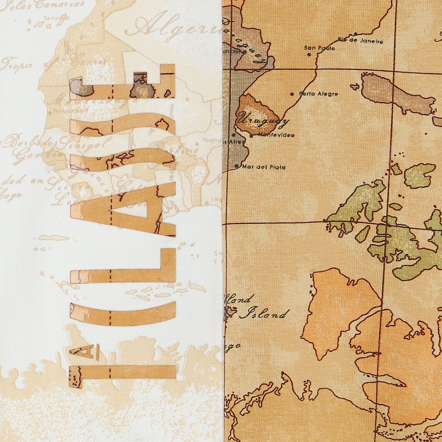 Beige Logo Geo Map Romper, 1, hi-res