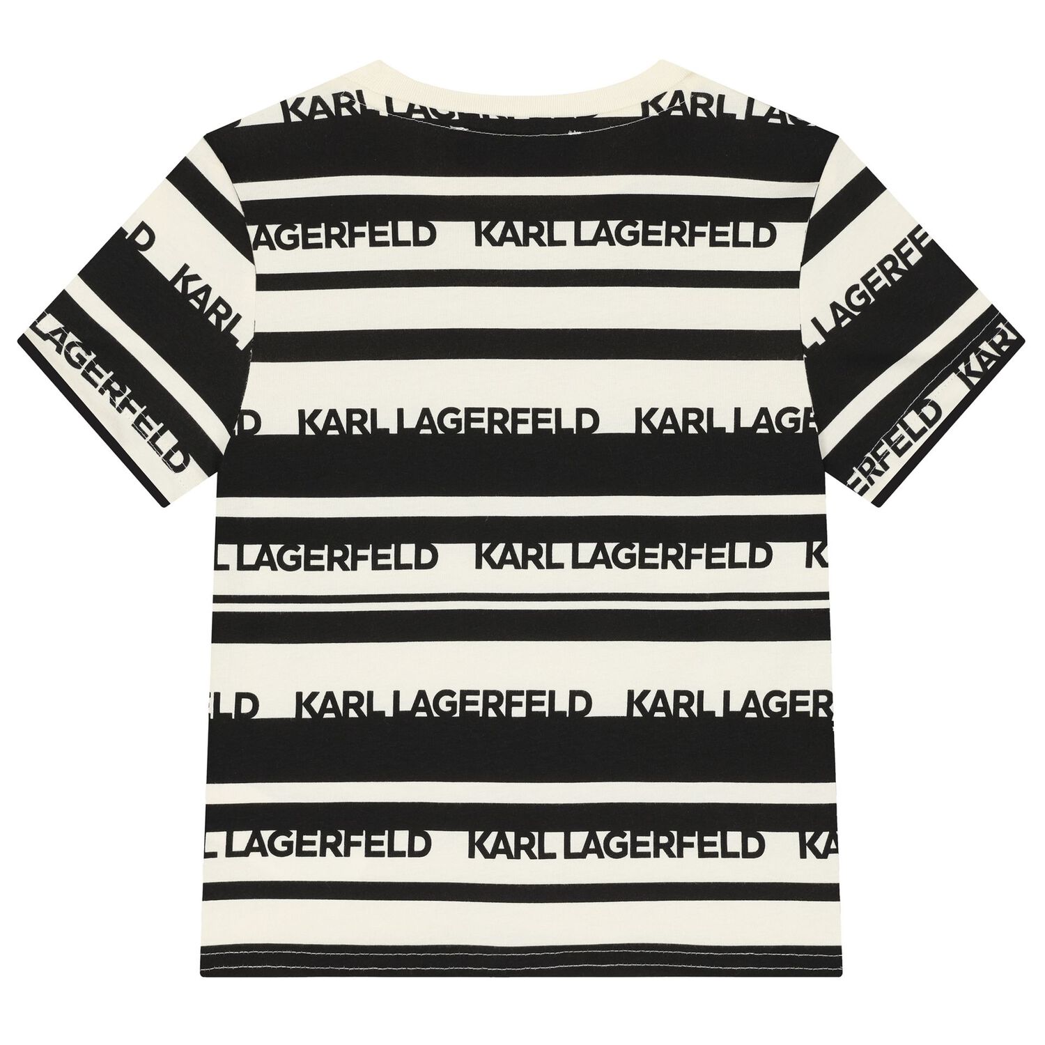 Boys Ivory & Black Striped Logo T-Shirt, 1, hi-res
