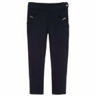 Girls Navy Jersey Trousers, 1, hi-res