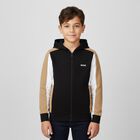 Boys Black, Beige & Ivory Logo Hooded Zip Up Top, 1, hi-res