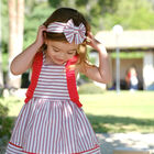 Girls White & Red Stiped Dress, 1, hi-res