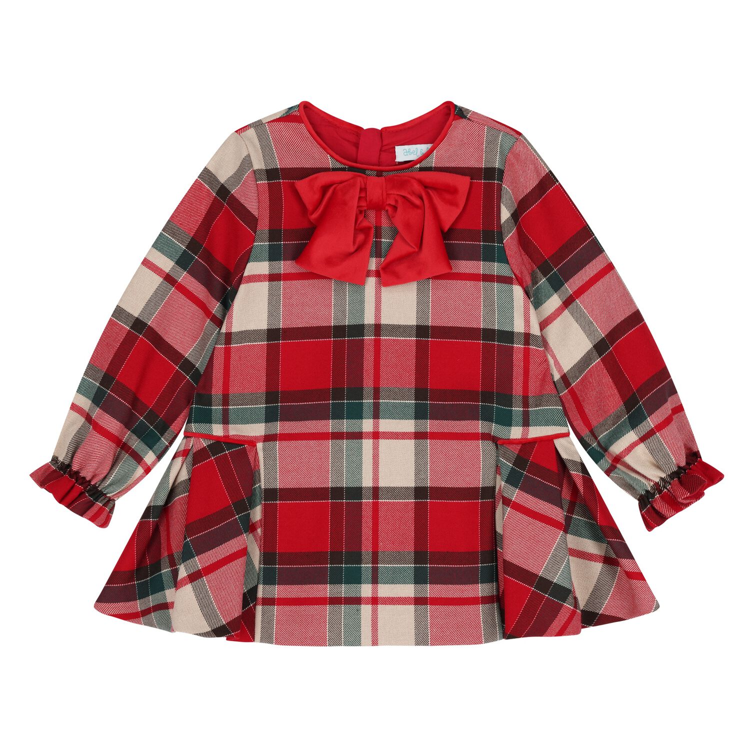 Younger Girls Red Tartan Dress, 1, hi-res