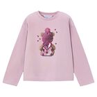 Girls Pink Teddy Bear Long Sleeve Top, 1, hi-res