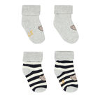Baby Boys Grey & Navy Teddy Socks ( 2-Pack )Ã‚Â , 1, hi-res