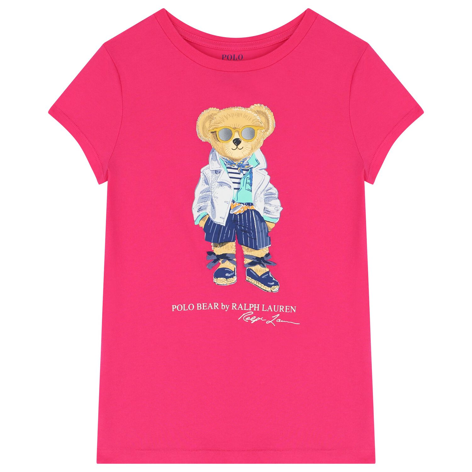 Girls Pink Polo Bear T-Shirt, 1, hi-res