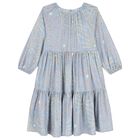 Girls Blue Star Tiered Dress, 1, hi-res