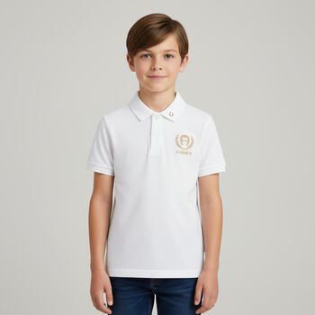 Boys White Logo Polo Shirt 