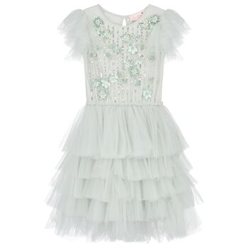 Girls Green Embellished Tutu Dress