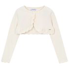 Girls Ivory Bolero Knit Cardigan, 3, hi-res