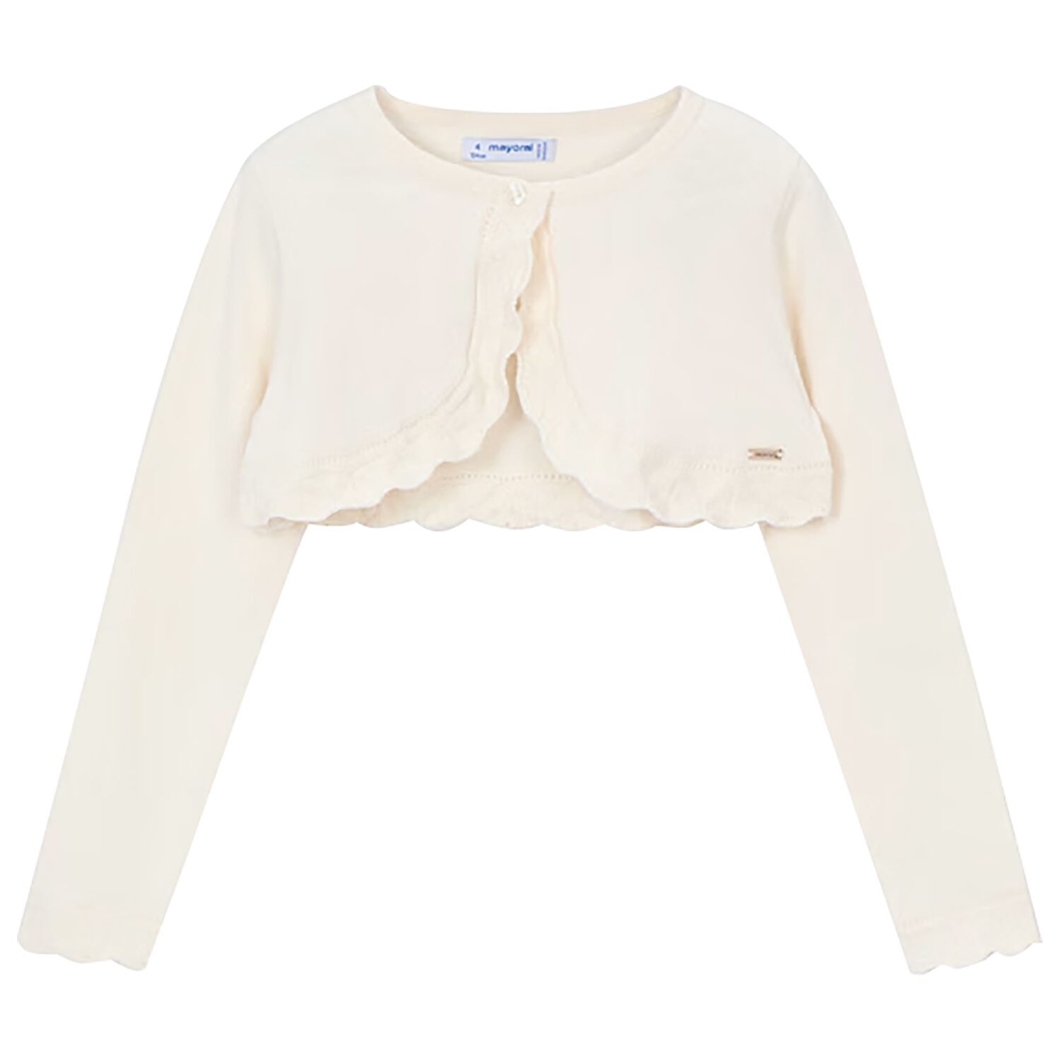 Girls Ivory Bolero Knit Cardigan, 3, hi-res