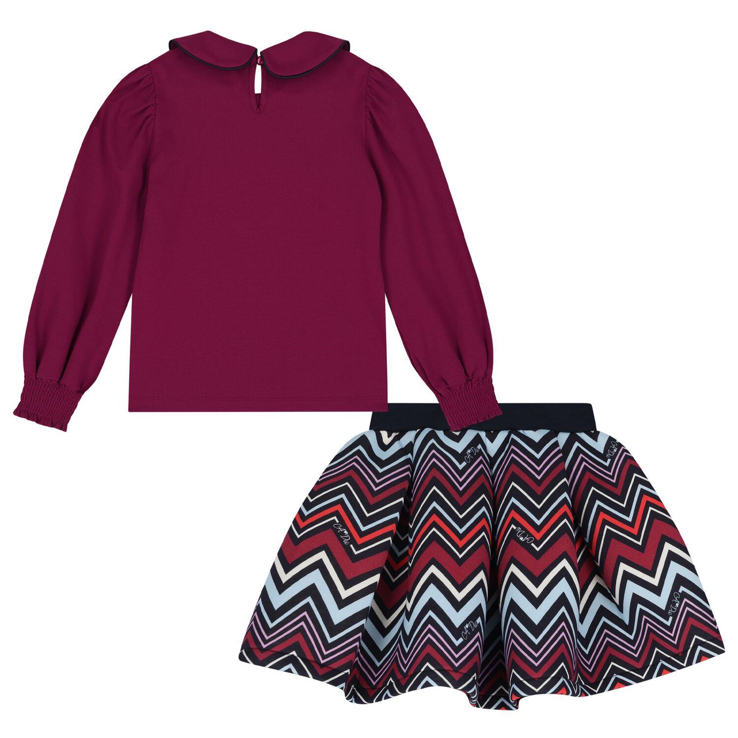Girls Multi-Coloured Zig Zag Skirt Set, 2, hi-res
