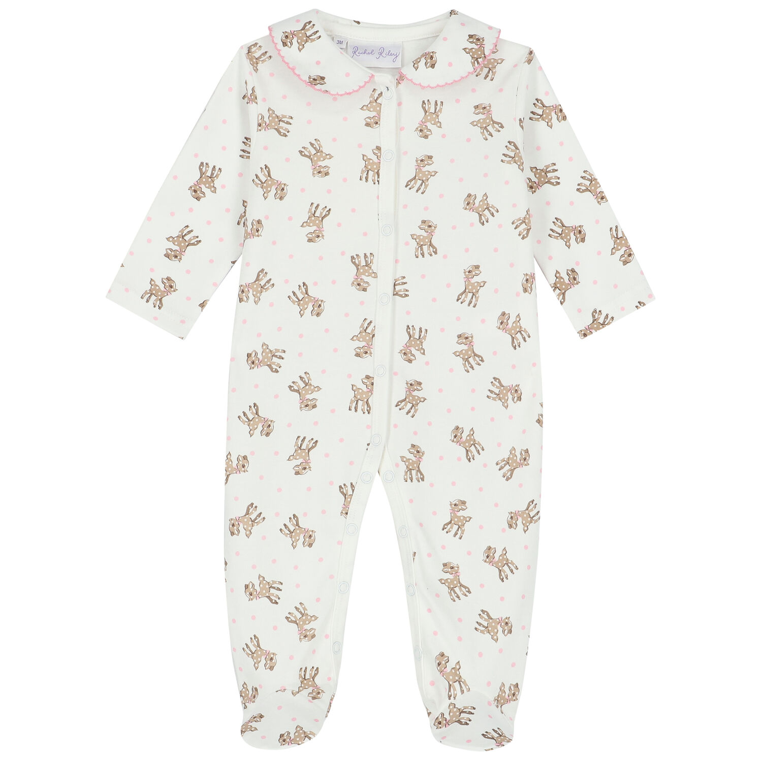 Baby Girls Ivory & Pink Fawn Babygrow, 1, hi-res