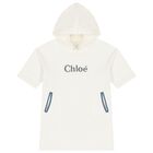 Girls Ivory Logo Hooded Dress, 1, hi-res