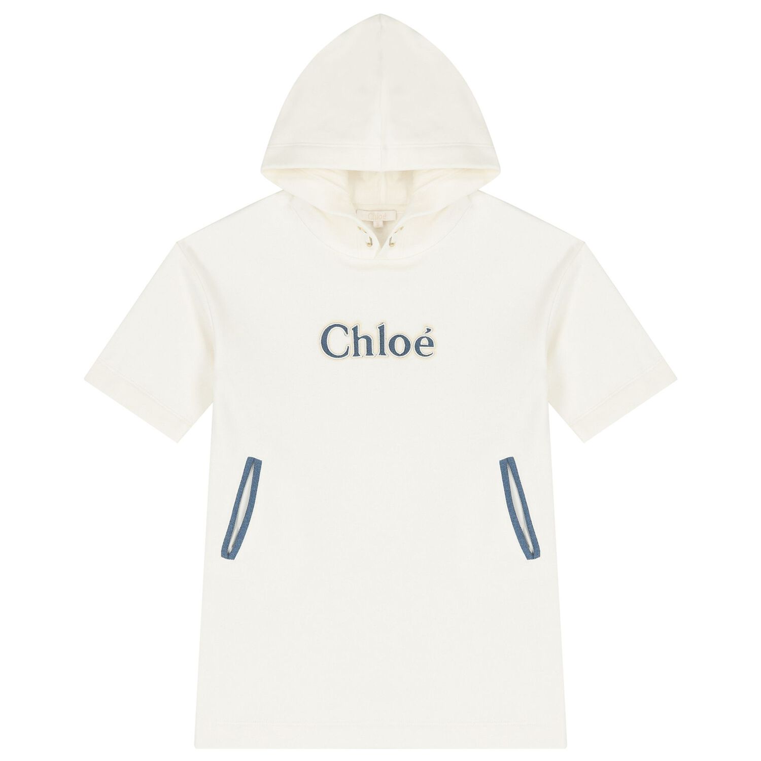 Girls Ivory Logo Hooded Dress, 1, hi-res image number null