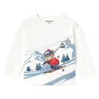 Younger Boys White Tiger Long Sleeve Top, 2, hi-res