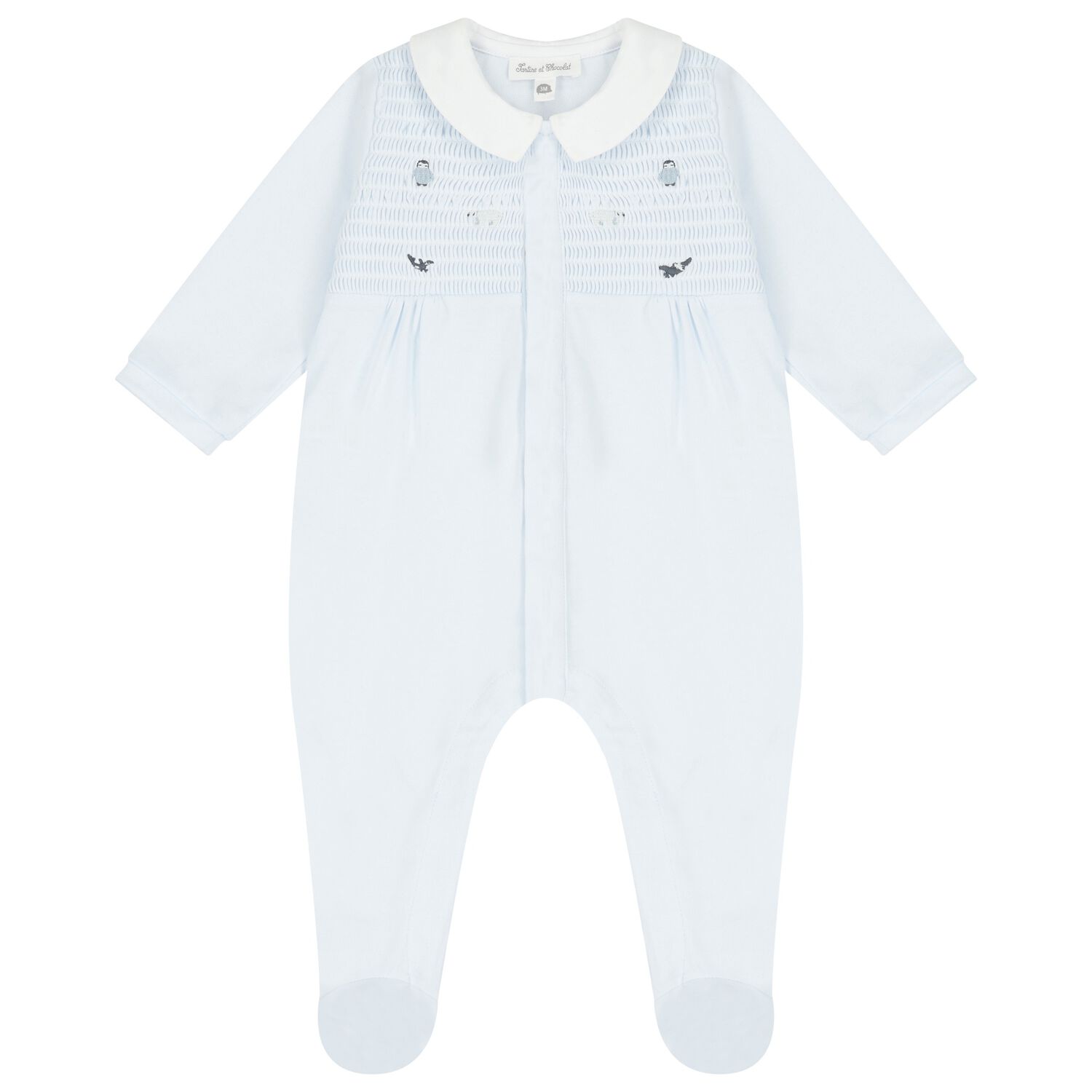 Baby Boys Blue Embroidered Babygrow, 2, hi-res image number null